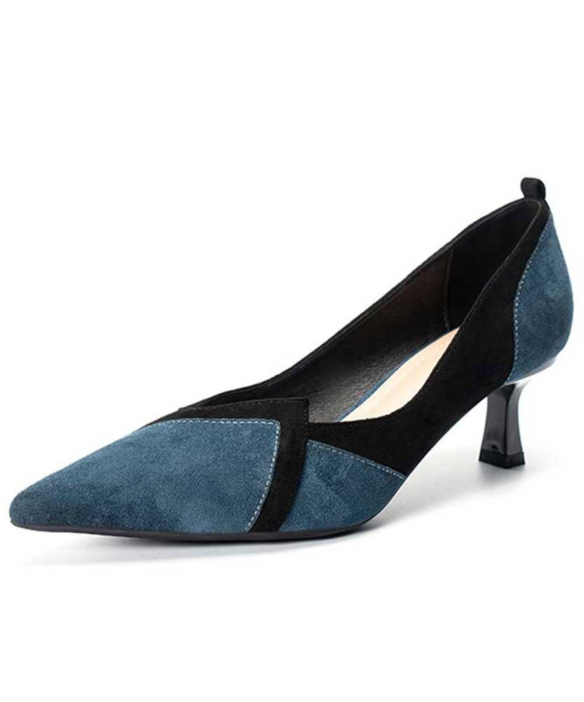 blue suede pumps low heel