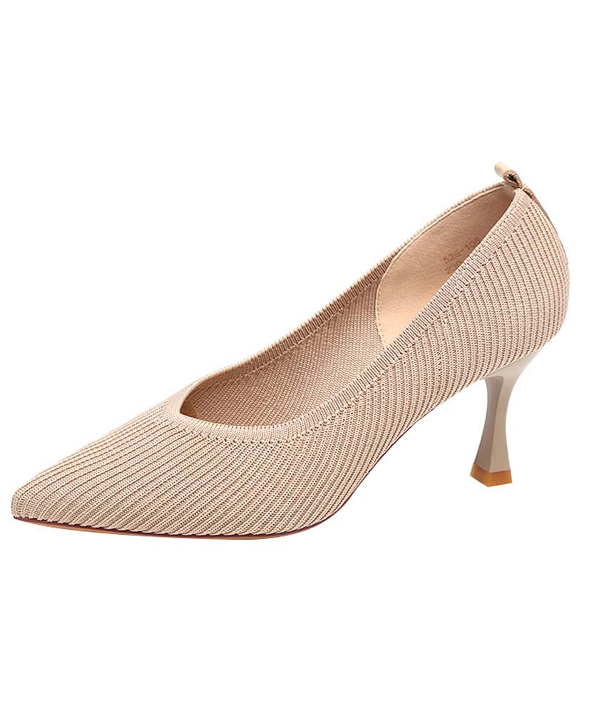 Apricot texture heel dress shoe point toe 01