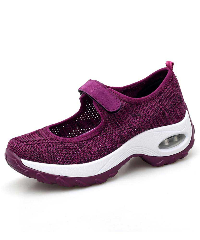 Women's purple hollow low cut velcro double rocker bottom sneaker 01