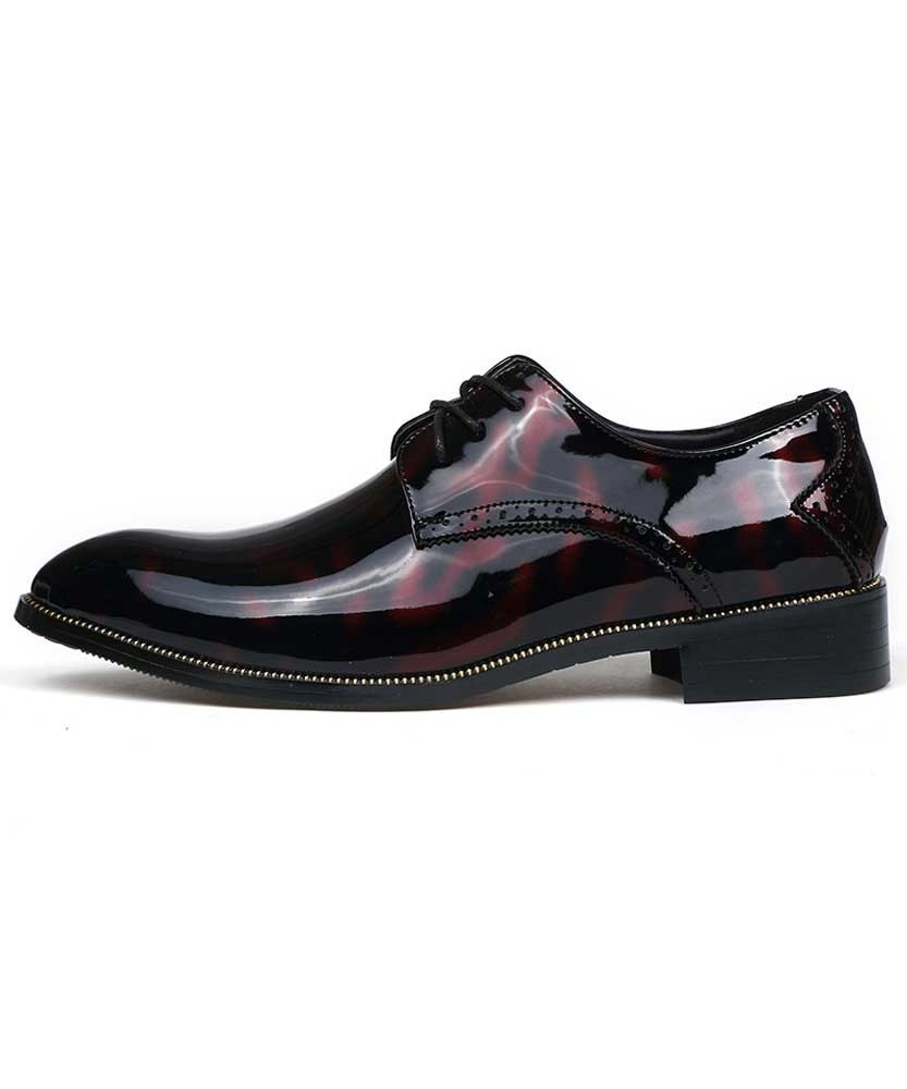Claret red brogue patent leather derby dress shoe | Mens dress shoes ...