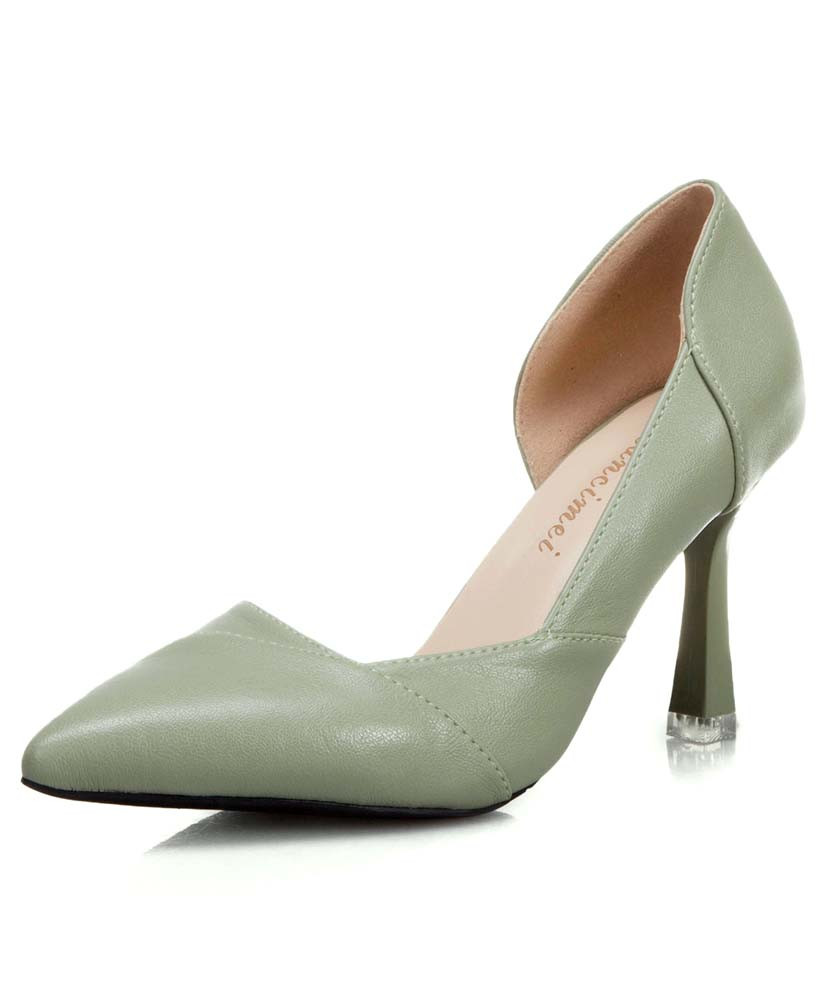 green slip on heels