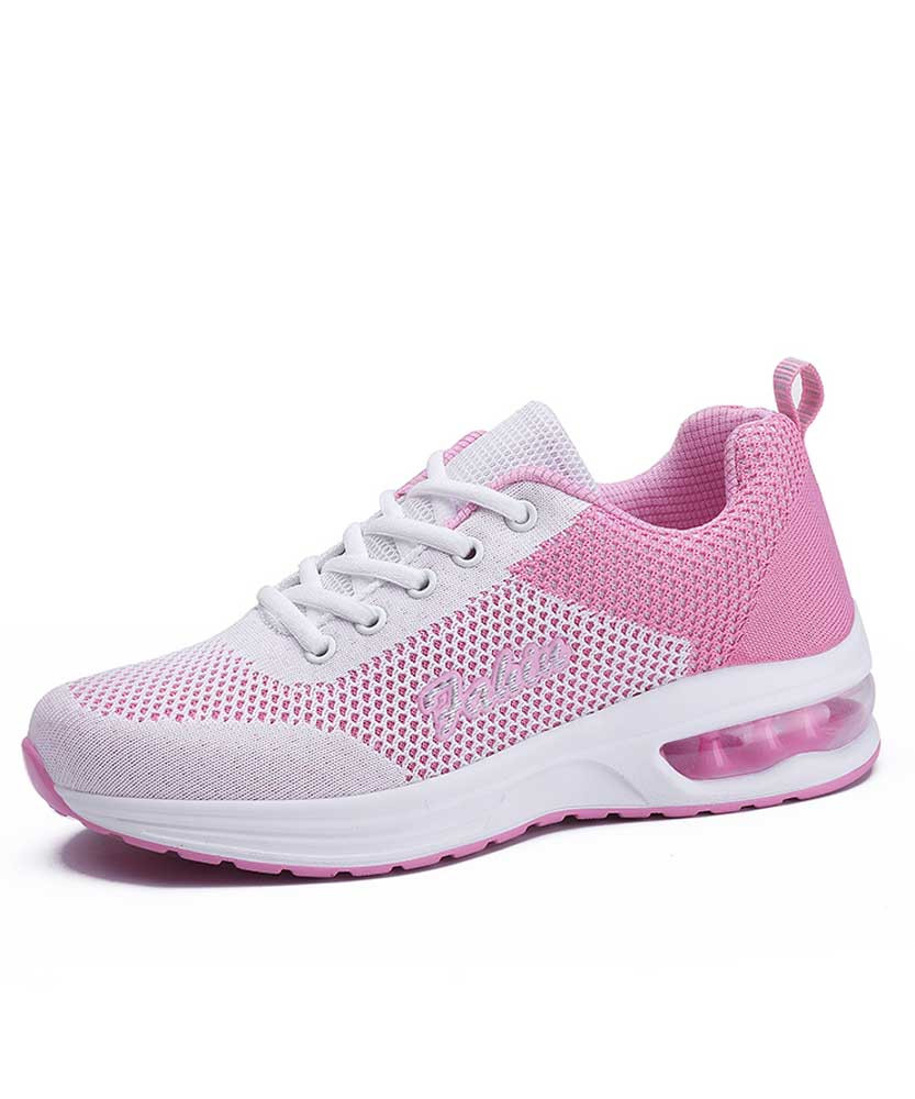 Women's white pink flyknit vamp shoe sneaker 01