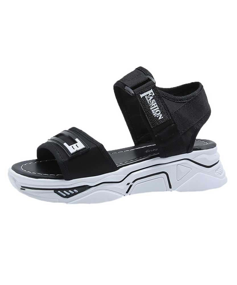 Black canvas velcro slip on shoe sandal 01