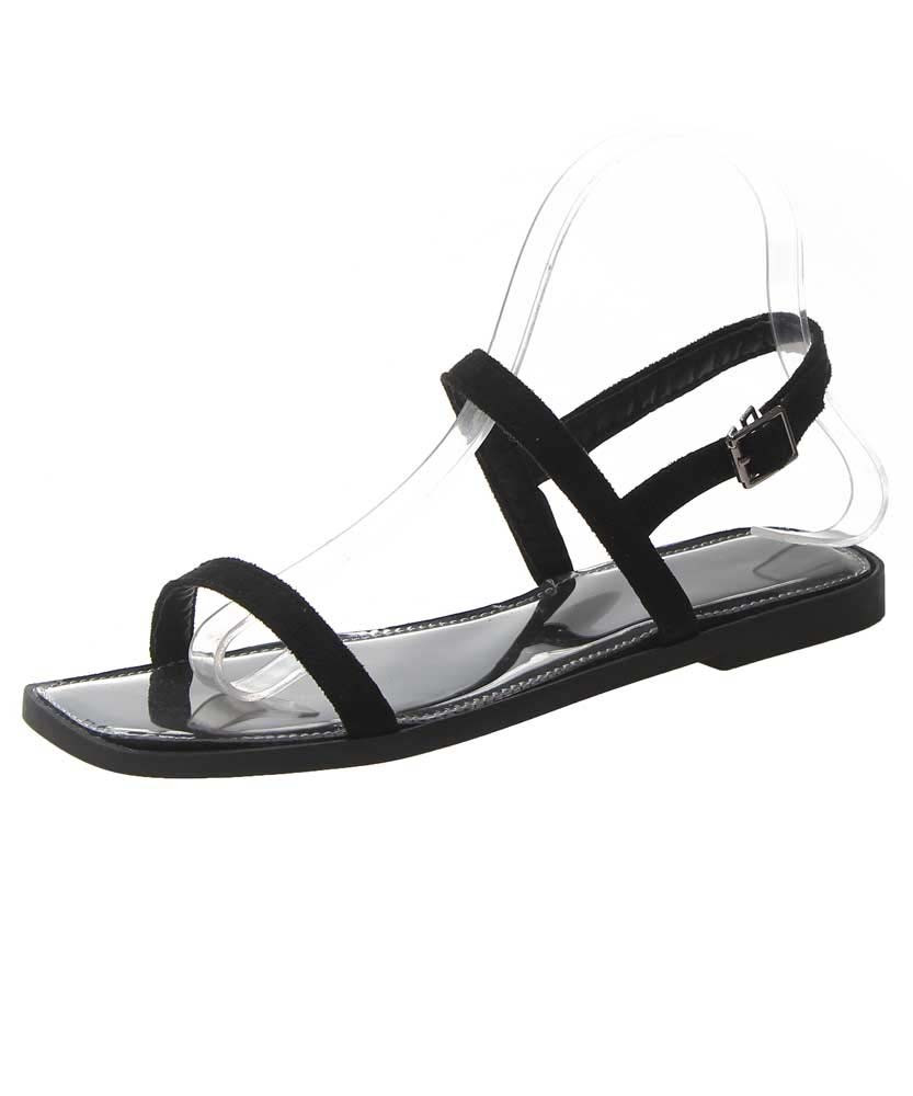 Black ankle strap buckle shoe sandal in plain 01