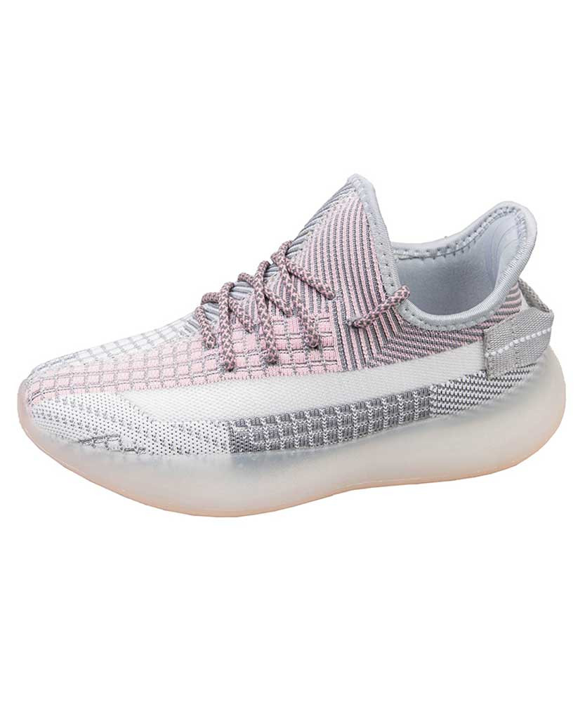 Women's pink texture pattern flyknit shoe sneaker 01