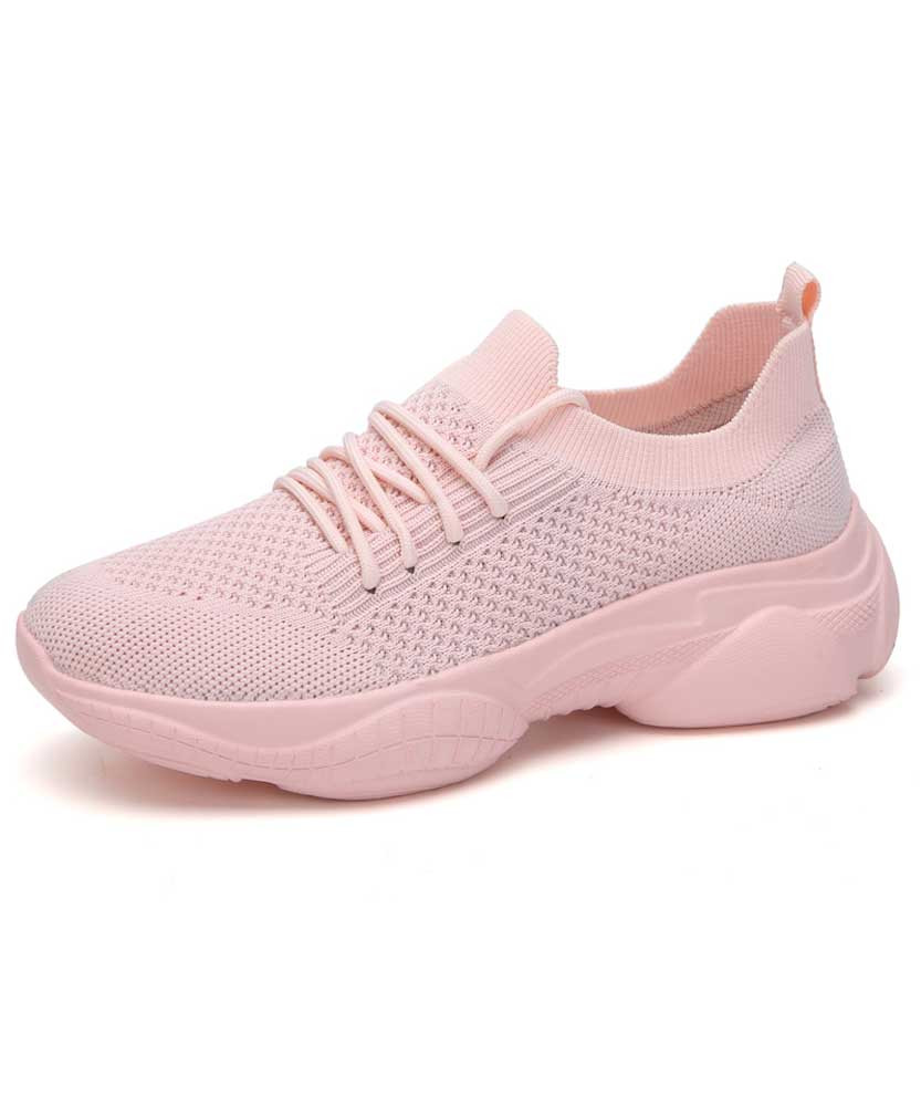 Women's pink mesh vamp flyknit texture pattern shoe sneaker 01