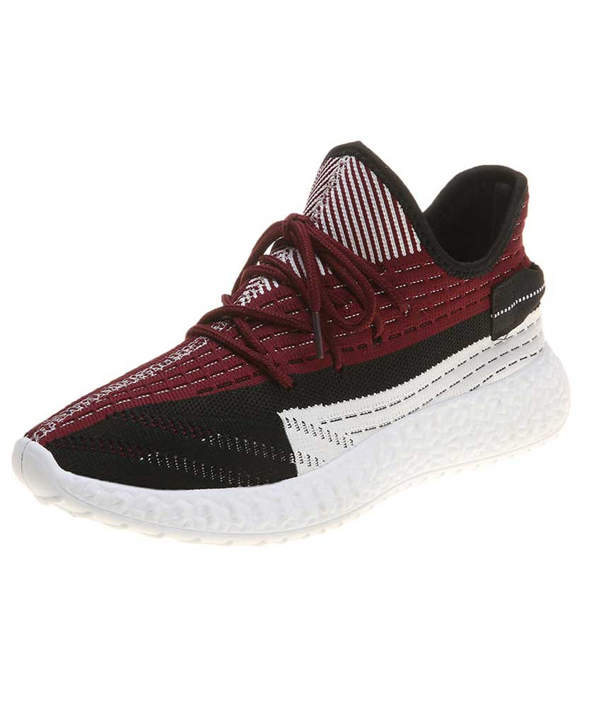 Women's black mix color flyknit texture pattern shoe sneaker 01