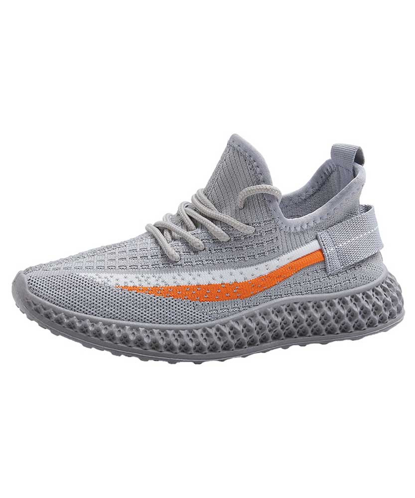 Women's grey mix color flyknit print shoe sneaker 01