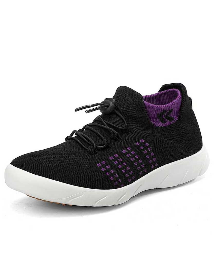 Women's lack purple drawstring lace flyknit pattern shoe sneaker 01