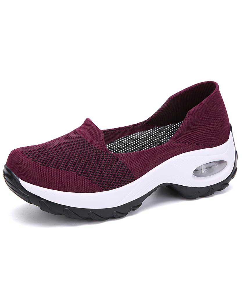 Women's purple hollow low cut slip on double rocker bottom sneaker 01