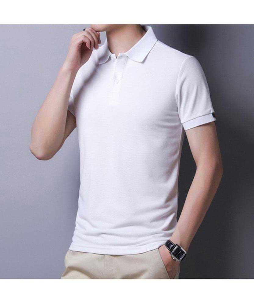 White plain pull over short sleeve polo | Mens polo shirts online 1514MCLO