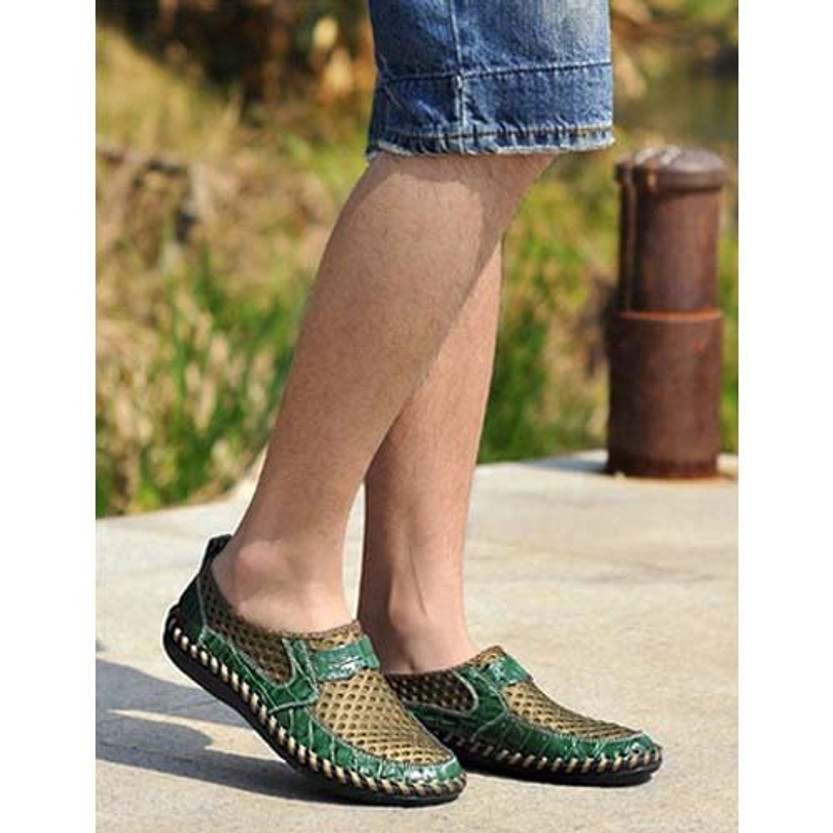 mens green slip on shoes