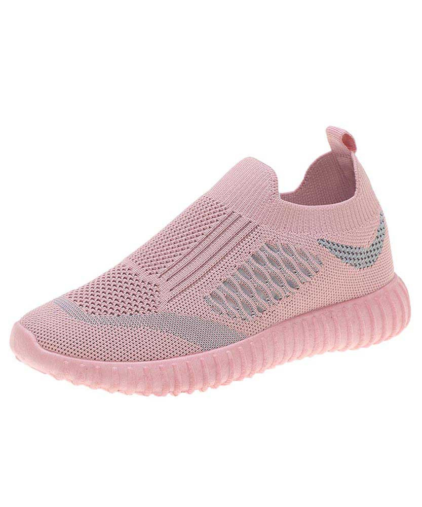 Women's pink texture pattern sock like slip on shoe sneaker 01
