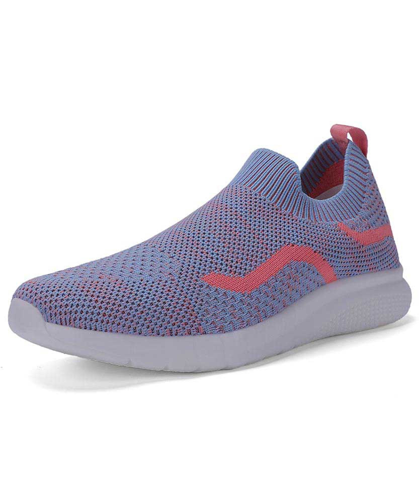 Women's blue stripe texture sock like entry slip on shoe sneaker 01