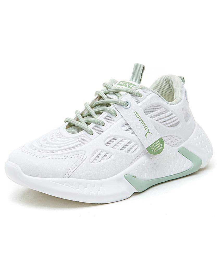 Women's white green stripe casual shoe sneaker 01