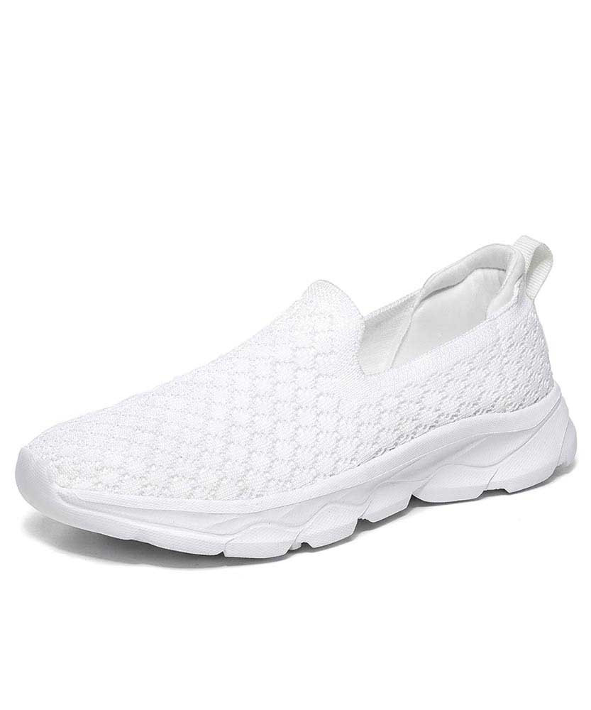 Women's white check texture casual slip on shoe sneaker 01