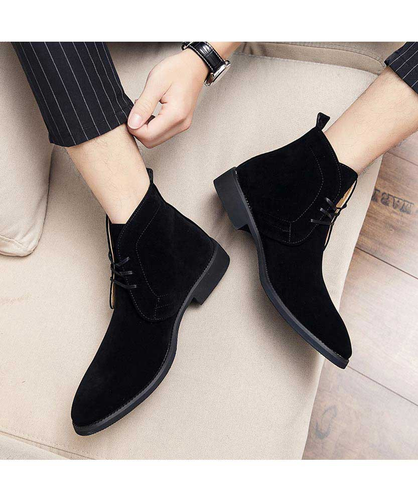 Black derby suede dress shoe boot Mens shoe boots online 2041MS