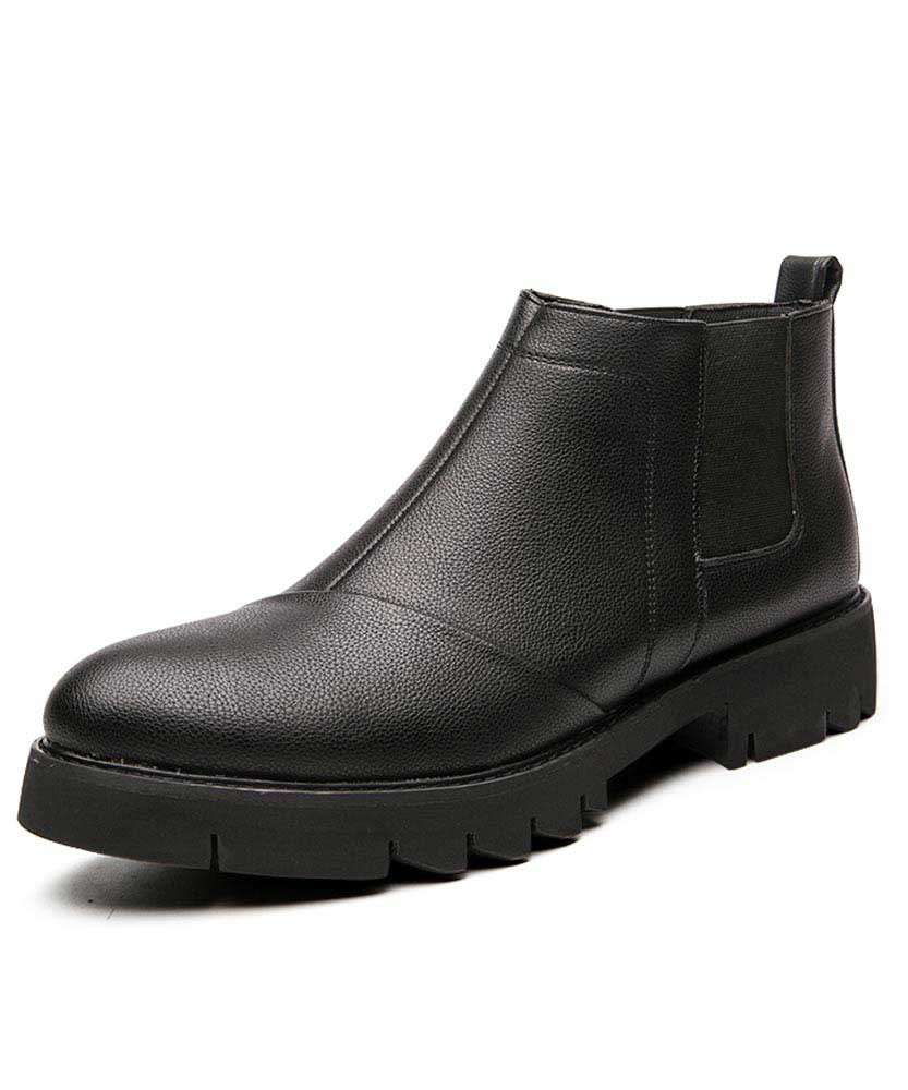 Men's black divided look slip on dress shoe boot 01