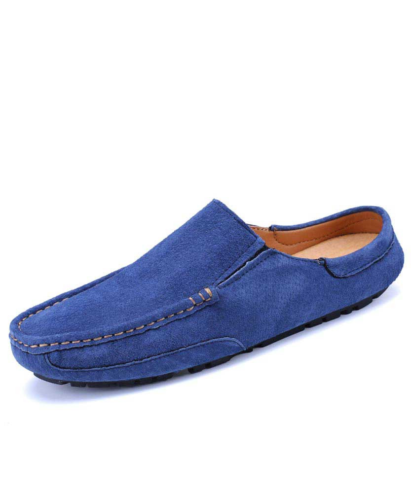 Men's blue casual slip on half shoe loafer 01