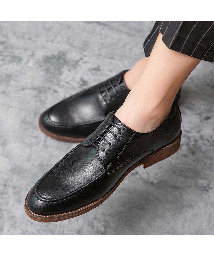 Black retro leather derby dress shoe | Mens dress shoes online 2071MS