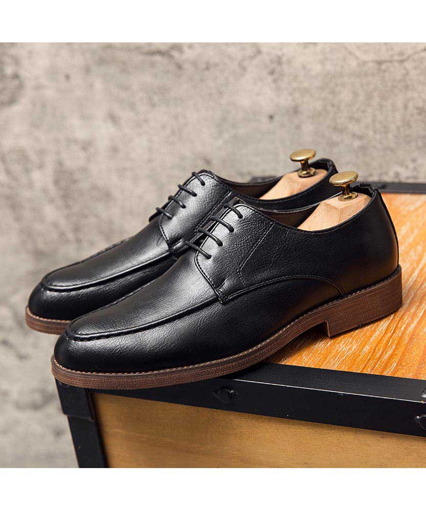 Black retro leather derby dress shoe | Mens dress shoes online 2071MS