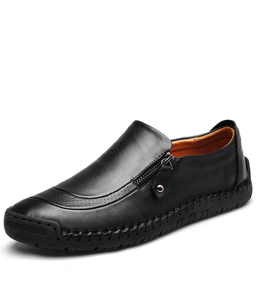 men's black leather slip on shoes