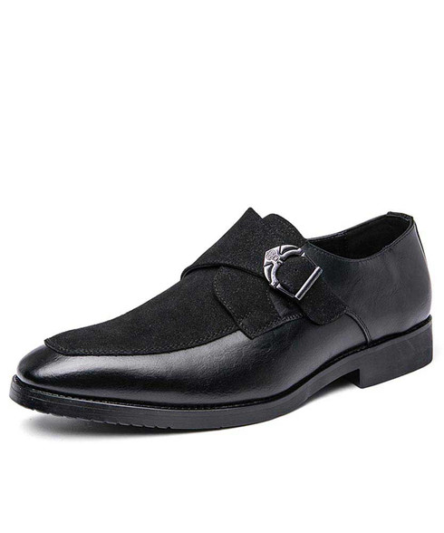 Black suede monk strap slip on dress shoe | Mens dress shoes online 2117MS