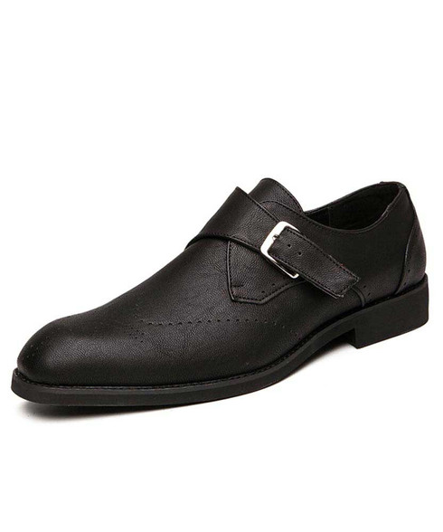 Black brogue monk strap slip on dress shoe | Mens dress shoes online 2141MS