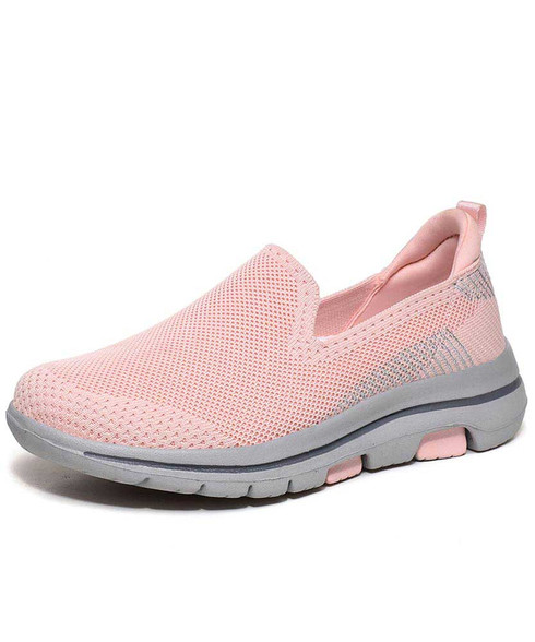 Pink stripe texture flyknit slip on shoe sneaker | Womens sneakers ...
