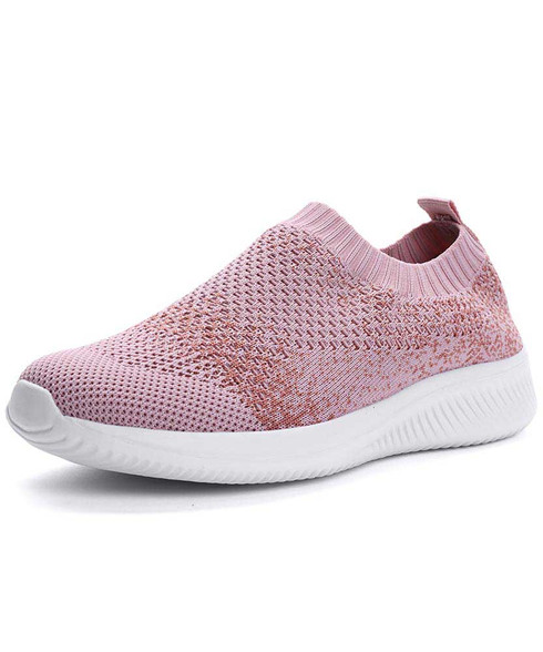 Pink texture flyknit sock like entry slip on shoe sneaker | Womens ...