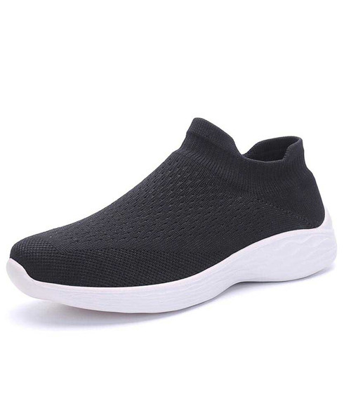 Black pattern texture sock like entry slip on shoe sneaker | Womens ...