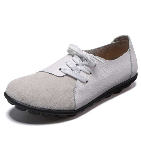 White splicing style lace from side casual shoe | Womens lace up shoes ...