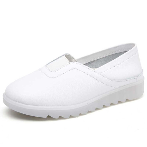 White simple plain slip on shoe loafer | Womens slip on shoes online 2652WS