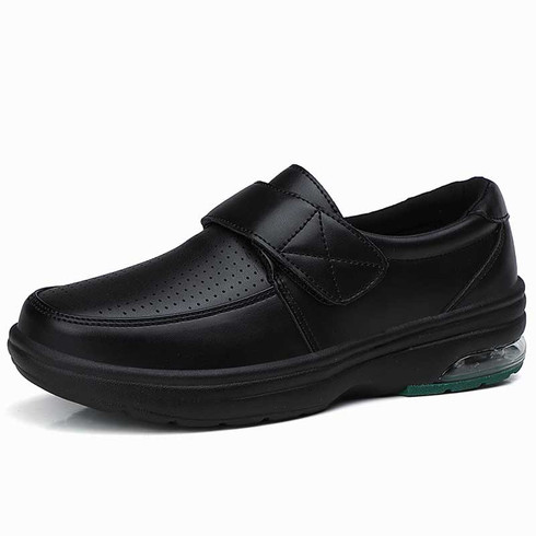 Black hollow velcro fastening slip on shoe loafer | Womens shoe loafers ...