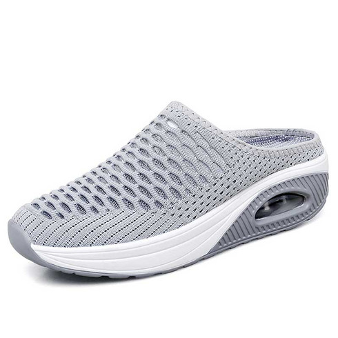 Grey pattern texture slip on rocker bottom shoe mule | Womens rocker ...