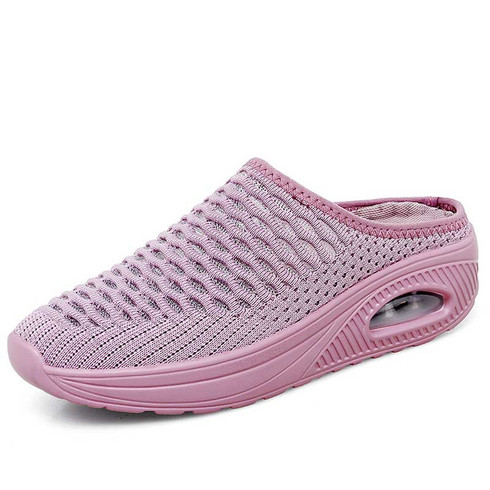 Pink pattern texture slip on rocker bottom shoe mule | Womens rocker ...