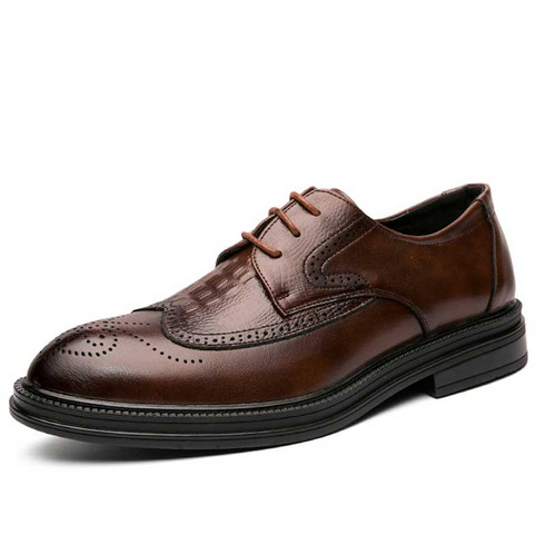 Brown croc skin pattern retro brogue derby dress shoe | Mens dress ...