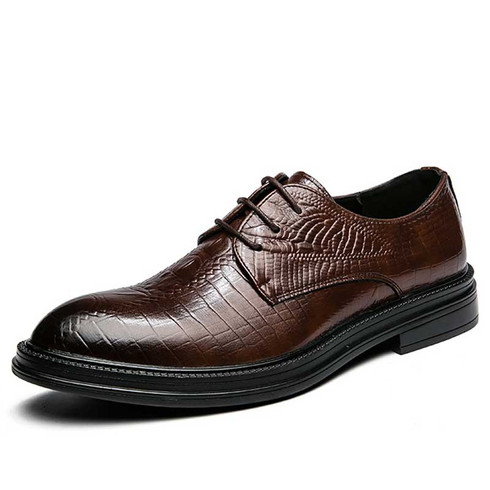 Brown croc skin pattern retro derby dress shoe | Mens dress shoes ...