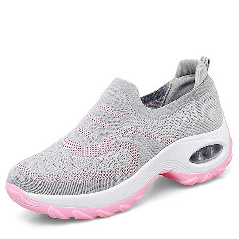 Grey pattern texture slip on double rocker bottom sneaker | Womens ...
