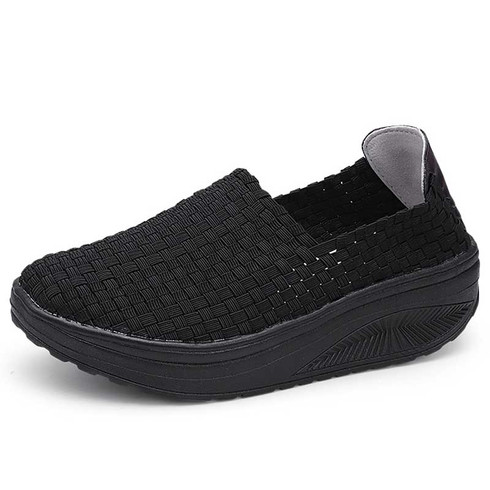 Black weave check slip on rocker bottom sneaker | Womens rocker shoes ...