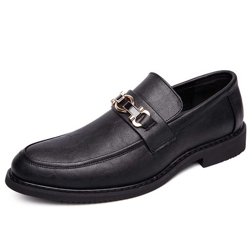 Black metal buckle penny slip on dress shoe | Mens dress shoes online ...