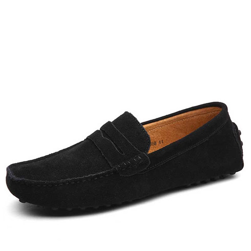 Black suede penny strap slip on shoe loafer | Mens shoe loafers online ...