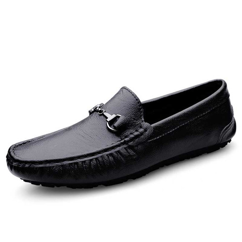 Black metal buckle on top slip on shoe loafer | Mens shoe loafers ...