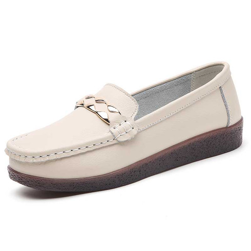 Apricot penny metal buckle strap slip on shoe loafer | Womens shoe ...
