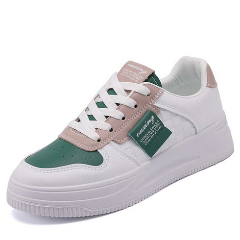 White green check label pattern shoe sneaker | Womens lace up sneaker ...