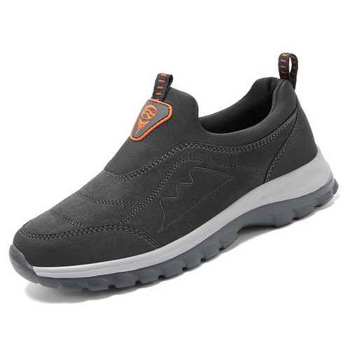 Grey logo label stitch accents slip on shoe sneaker | Mens trainers ...