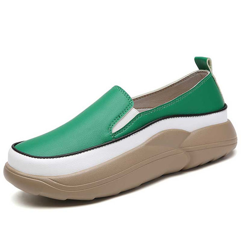 Green simple plain casual slip on rocker bottom sneaker | Womens rocker ...