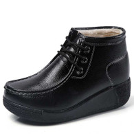 Women's black casual plain winter rocker bottom shoe boot 01