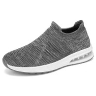 Men's grey texture stripe sock like slip on shoe sneaker 01