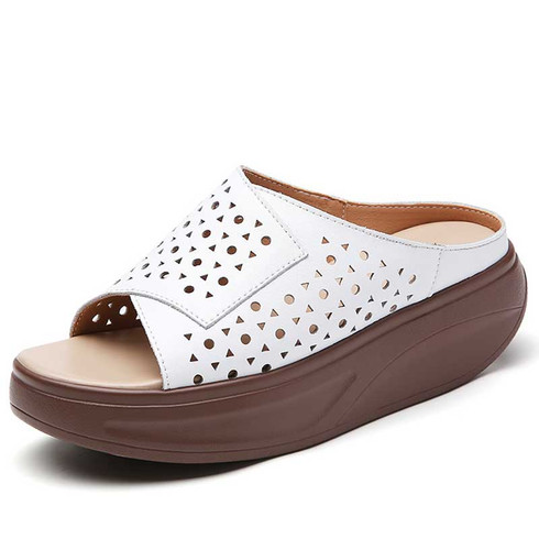 Db Rocker Sandals White shape hollow out slip on rocker bottom mule sandal | Womens ...